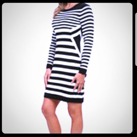 black and white striped jumper dress